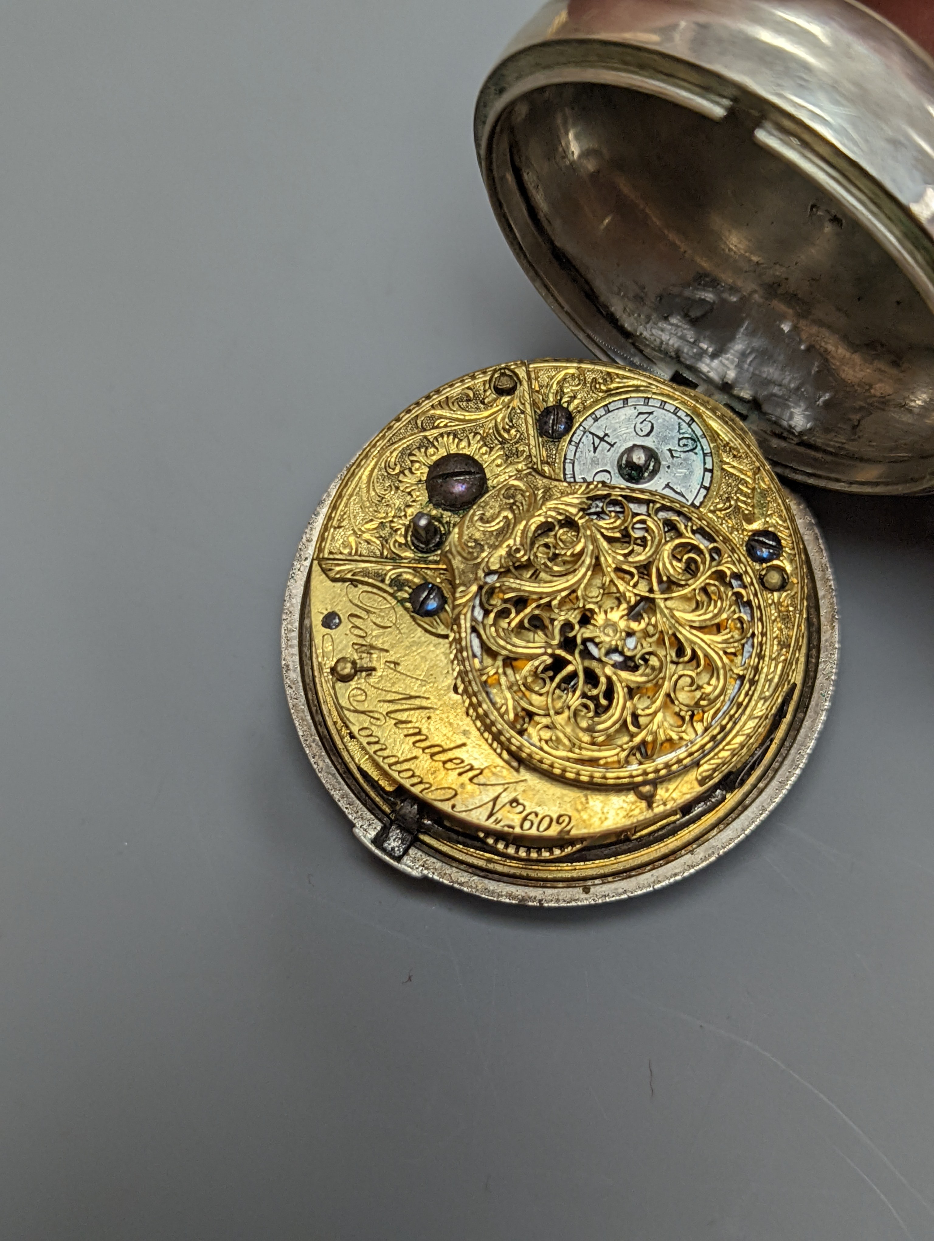 Two 19th century silver pair cased pocket watches, including Minden of London and Neale of Lindfield and two later silver pair cased pocket watches.